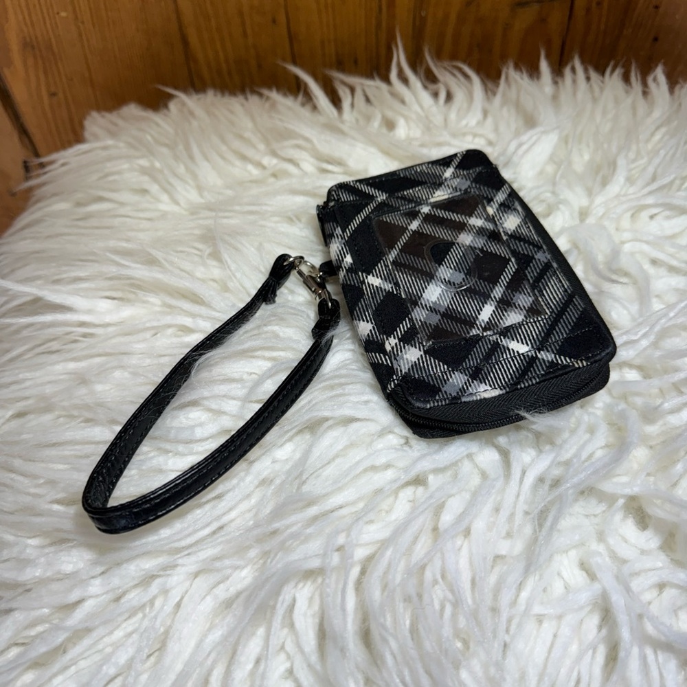 Thirty-One Timeless Wristlet Black Plaid Multi-Pocket Clutch - Picture 2 of 8
